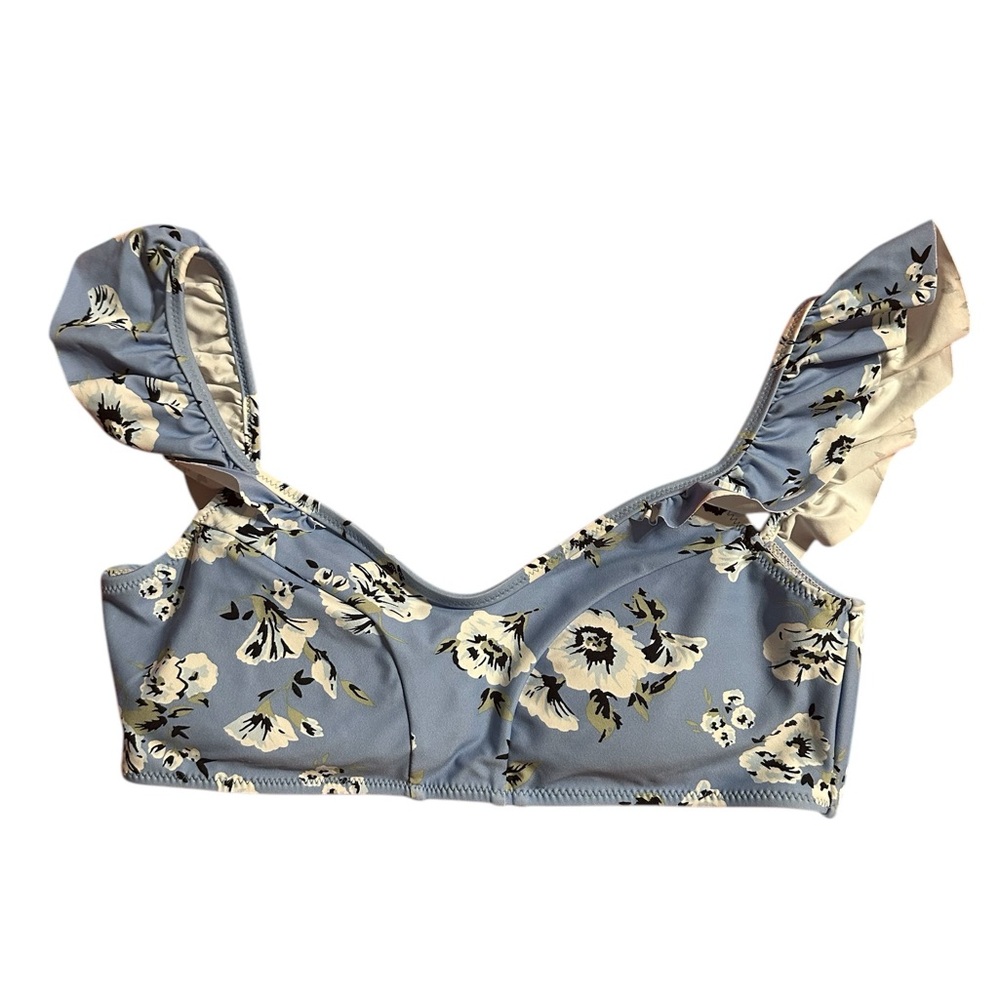 Amuse Society Women's Blue Calle Lilly Bandeau Bikini Top Swimwear Size Small